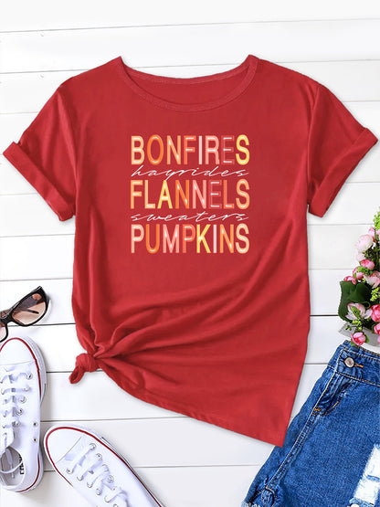 Bonfires Flannels Pumpkins  Print Sweatshirt, Casual Long Sleeve Crew Neck Sweatshirt, Women's Clothing