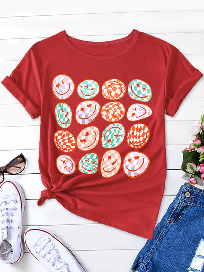 Women's Short Sleeve Tee with Smiley Face