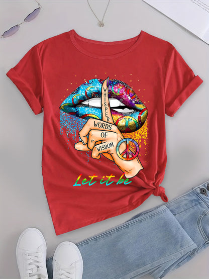 Women's Short Sleeve Tee with Abstract Artwork