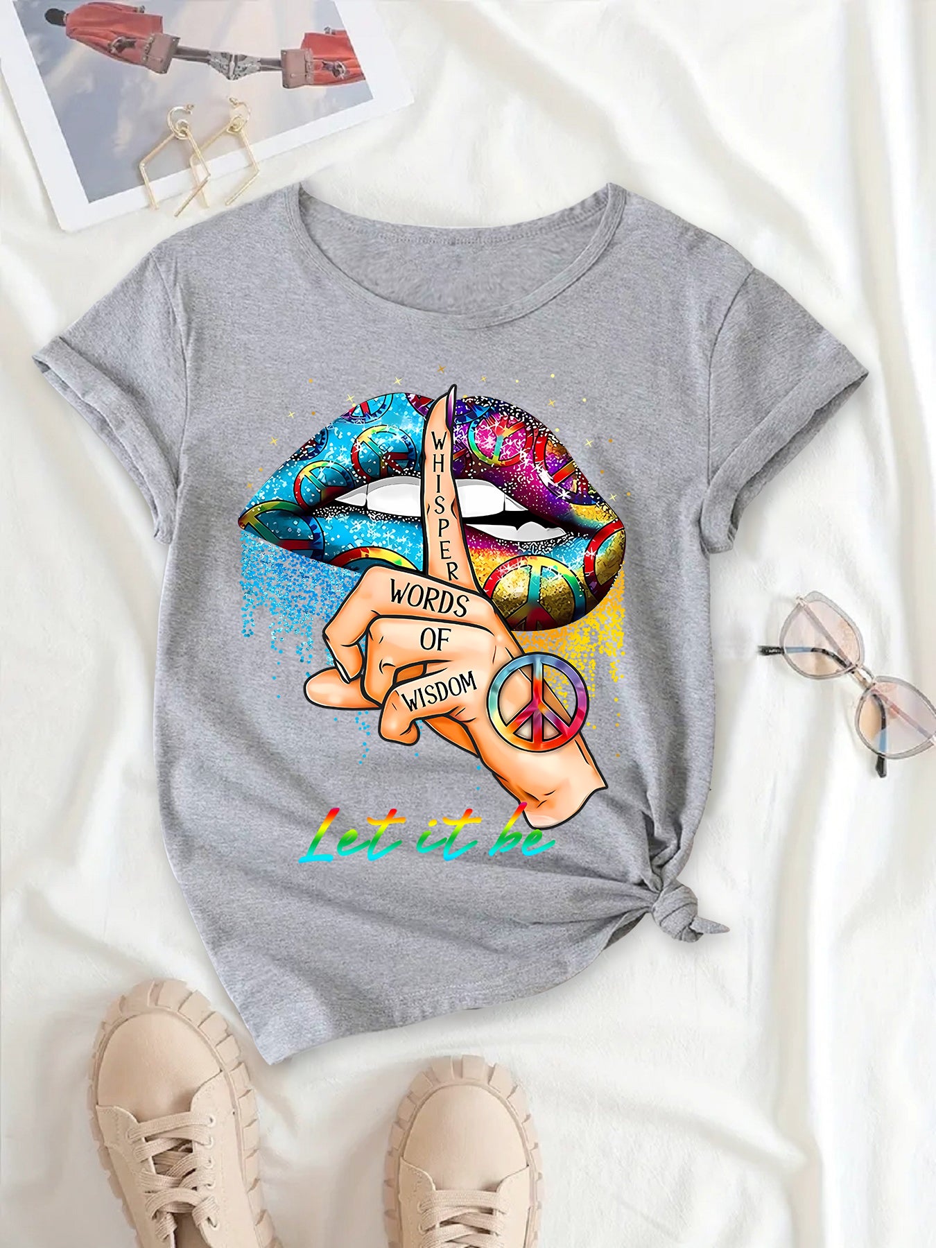 Women's Short Sleeve Tee with Abstract Artwork