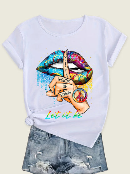 Women's Short Sleeve Tee with Abstract Artwork