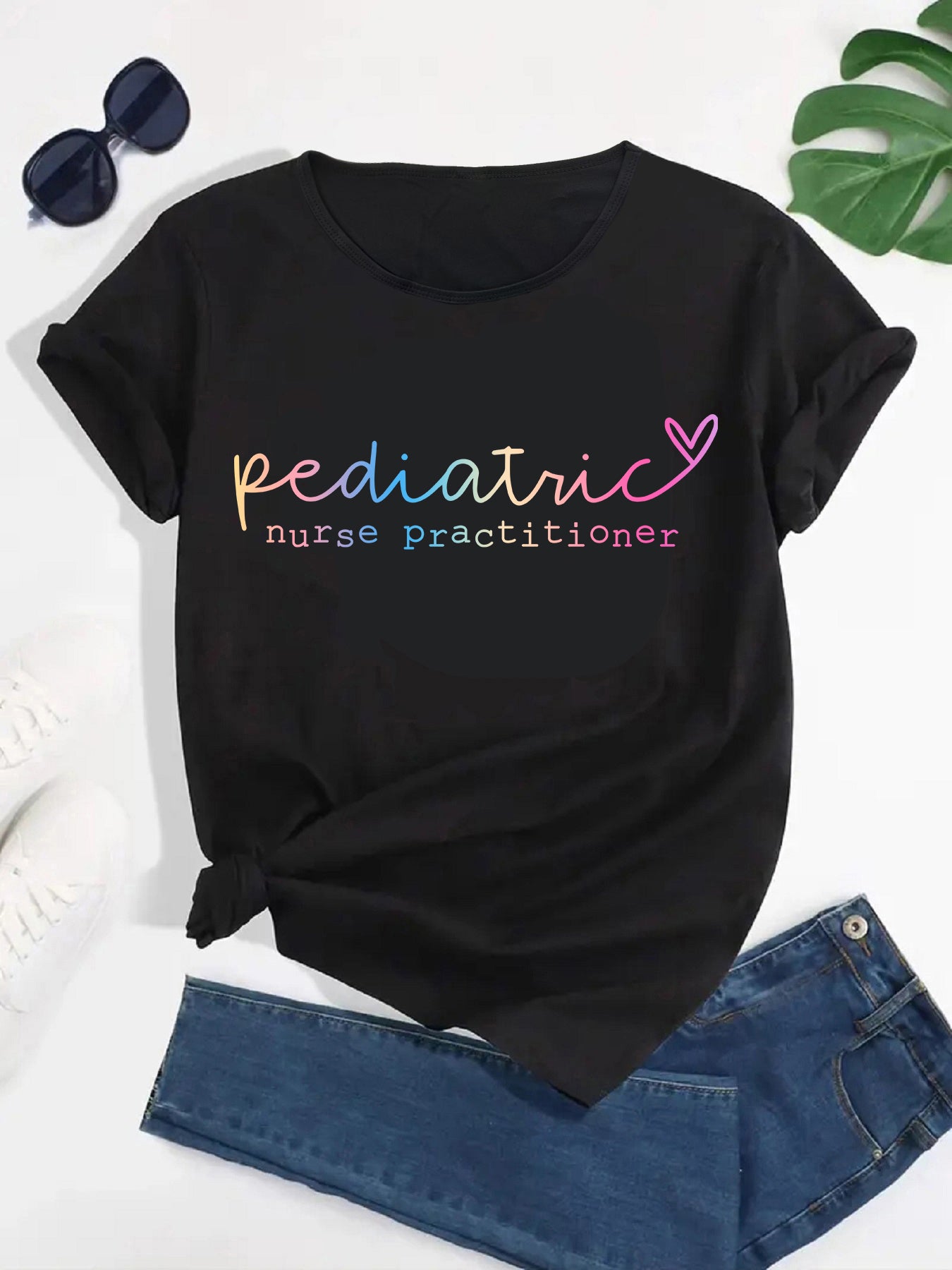 Women's Short Sleeve Tee with Letter Print