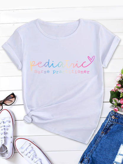 Women's Short Sleeve Tee with Letter Print