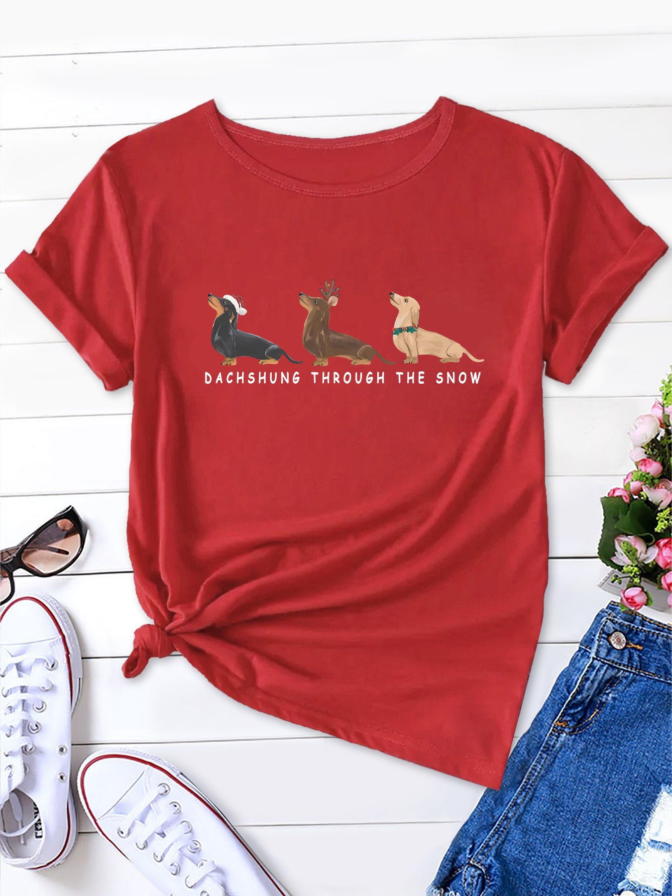 Dachshund Christmas Shirt Xmas Dog Long & Short Sleeve Tops