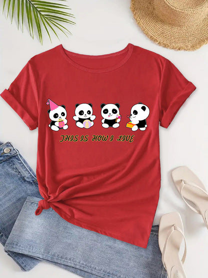 Panda Paradise, Chic Short Sleeve Tee for Summer Days