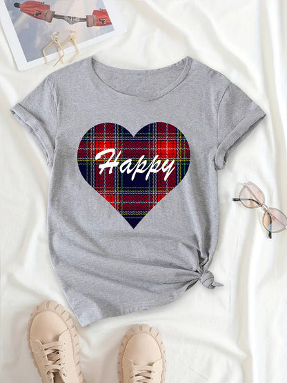 Fresh & Trendy, Women's Short Sleeve Tee with Heart Print