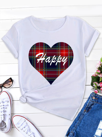 Fresh & Trendy, Women's Short Sleeve Tee with Heart Print