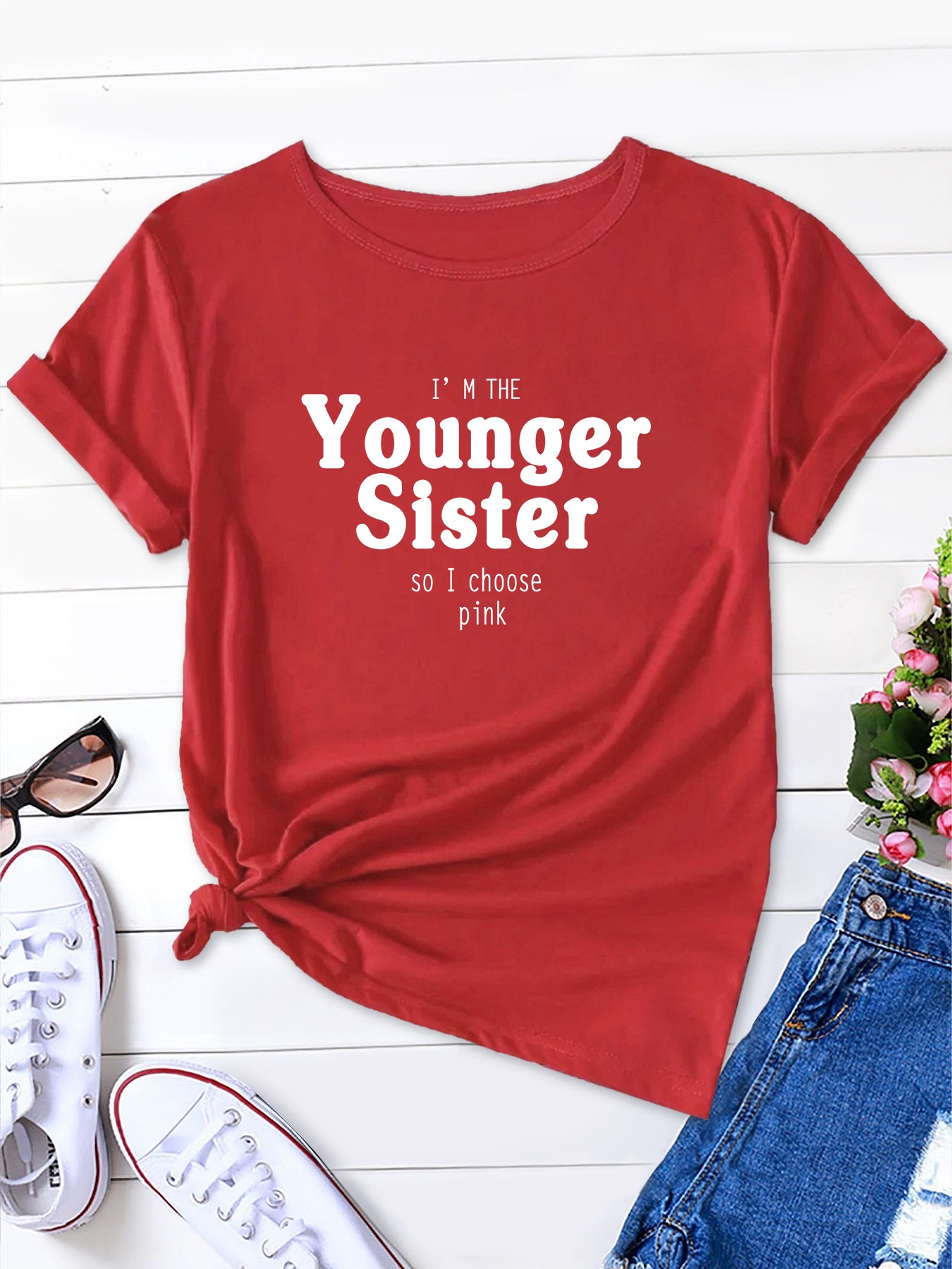 Younger Sister, Apply To Me Funny Sibling Premium T-Shirt