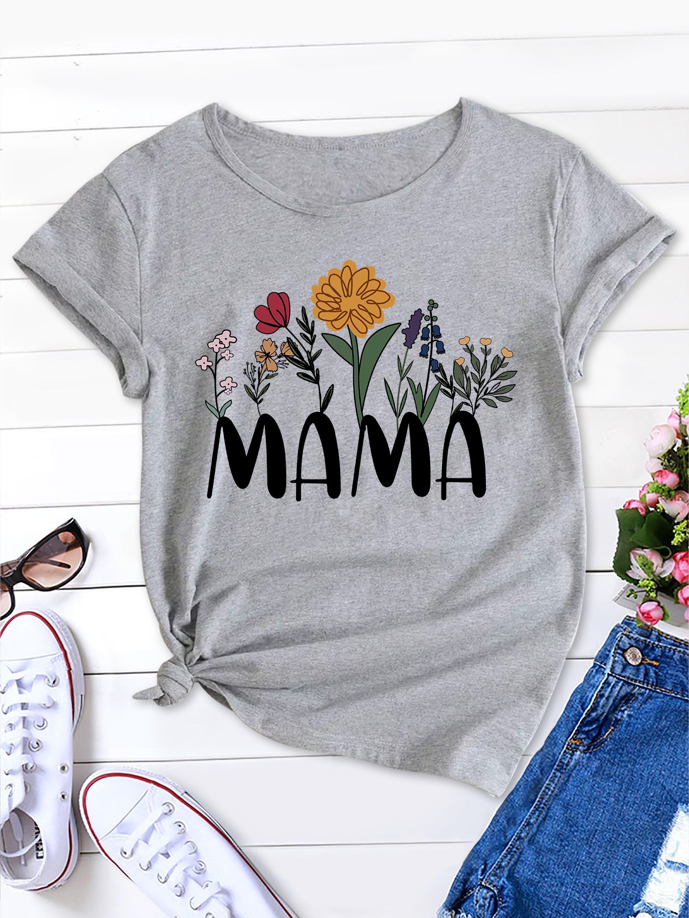 Women's New Short Sleeve T-Shirt with MAMA Letter Print, Casual and Comfortable, Perfect for Summer Outdoors