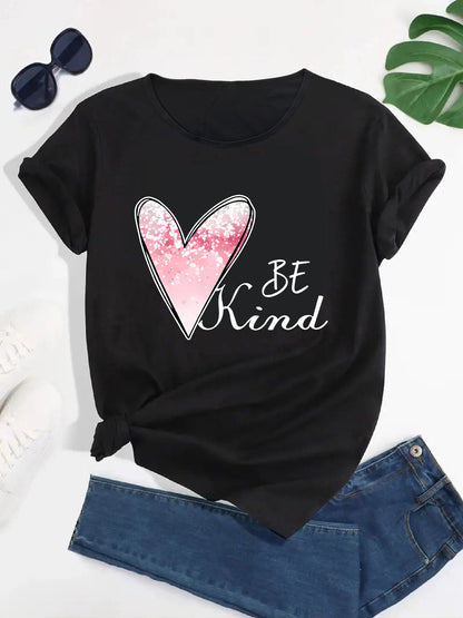 Chic Plus Size 'Be Kind' Tee, Women's Casual Polyester Blend