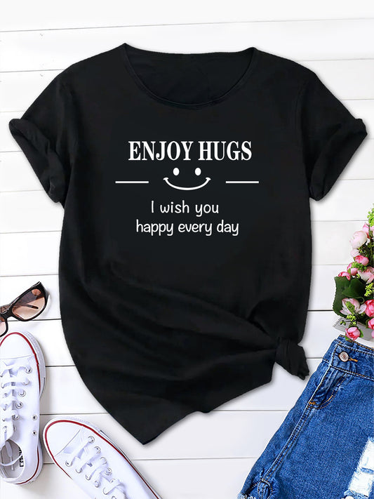 “Happy Faces, Enjoy Hugs" Cozy T-shirt