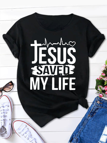 Divine Comfort,  'Jesus Saved My Life' Letter Print Men's Tee