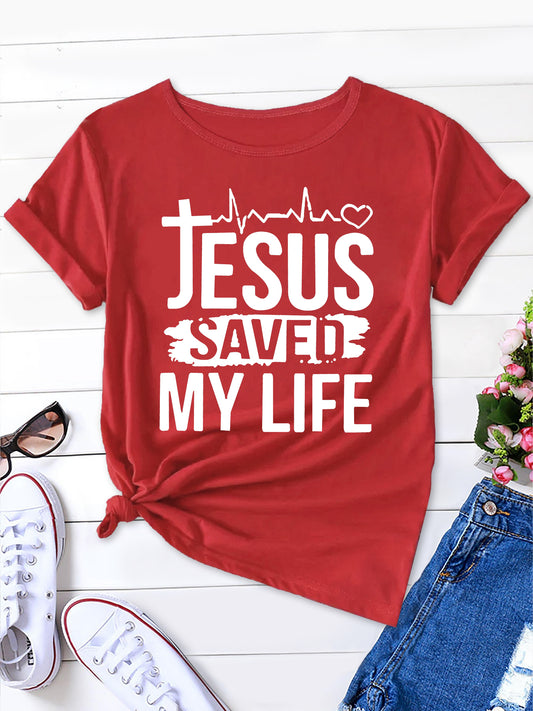 Divine Comfort,  'Jesus Saved My Life' Letter Print Men's Tee