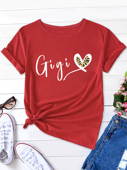 Effortless Elegance, Gigi Letter Heart Print Tee for Women