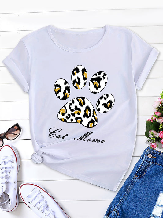 Cat Mama & Paw Print Tee, Summer Essential