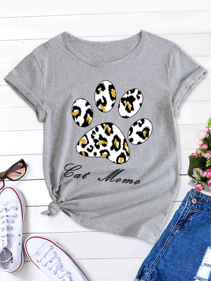 Cat Mama & Paw Print Tee, Summer Essential