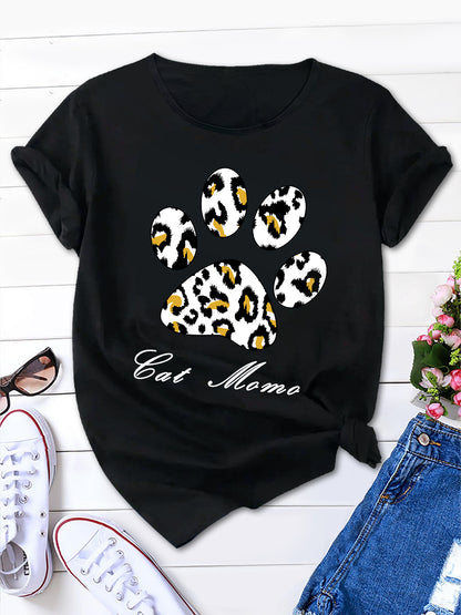 Cat Mama & Paw Print Tee, Summer Essential