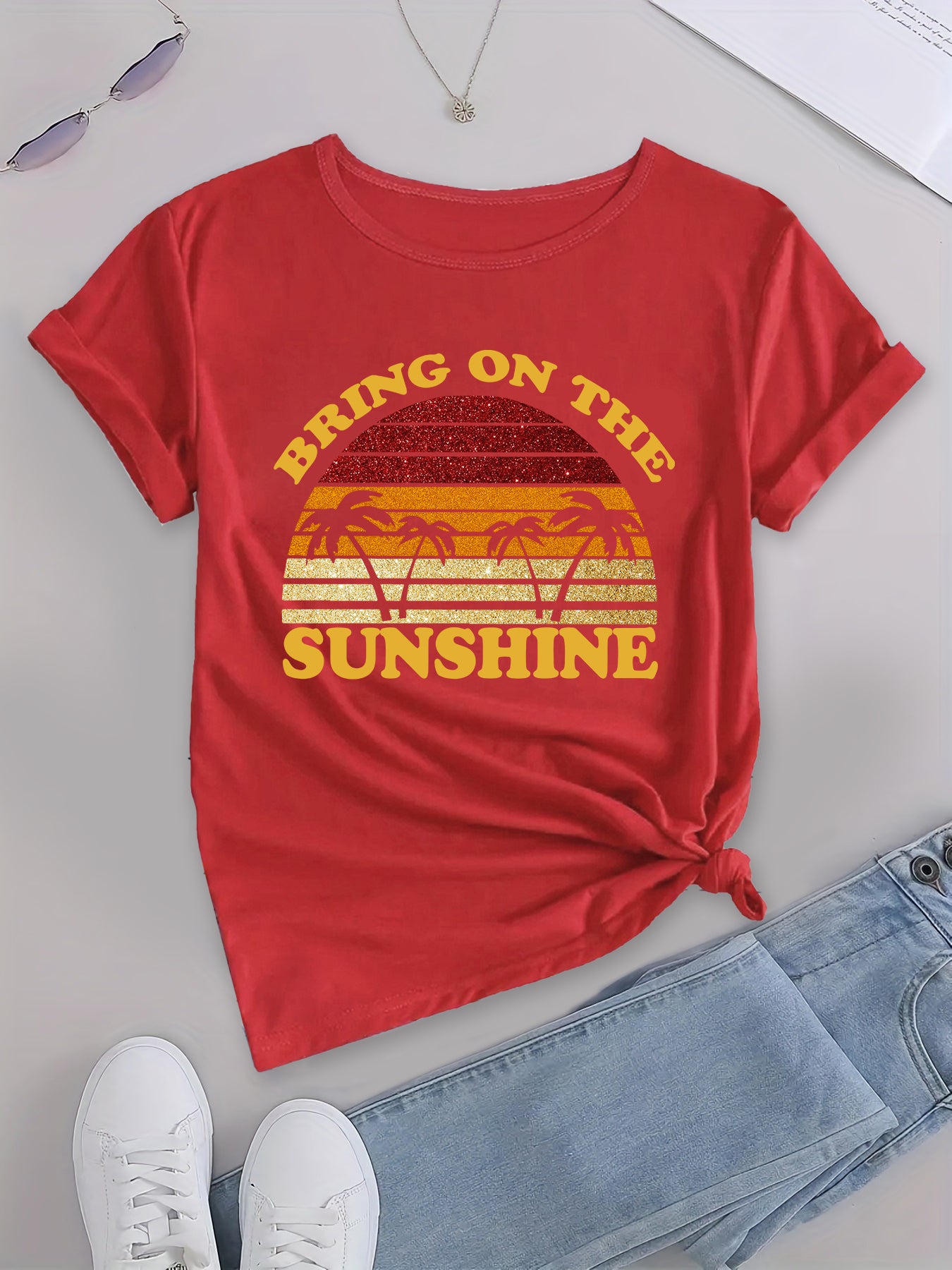 Bring On The Sunshine T-shirt,Funny Tropical  Design Graphic Tee