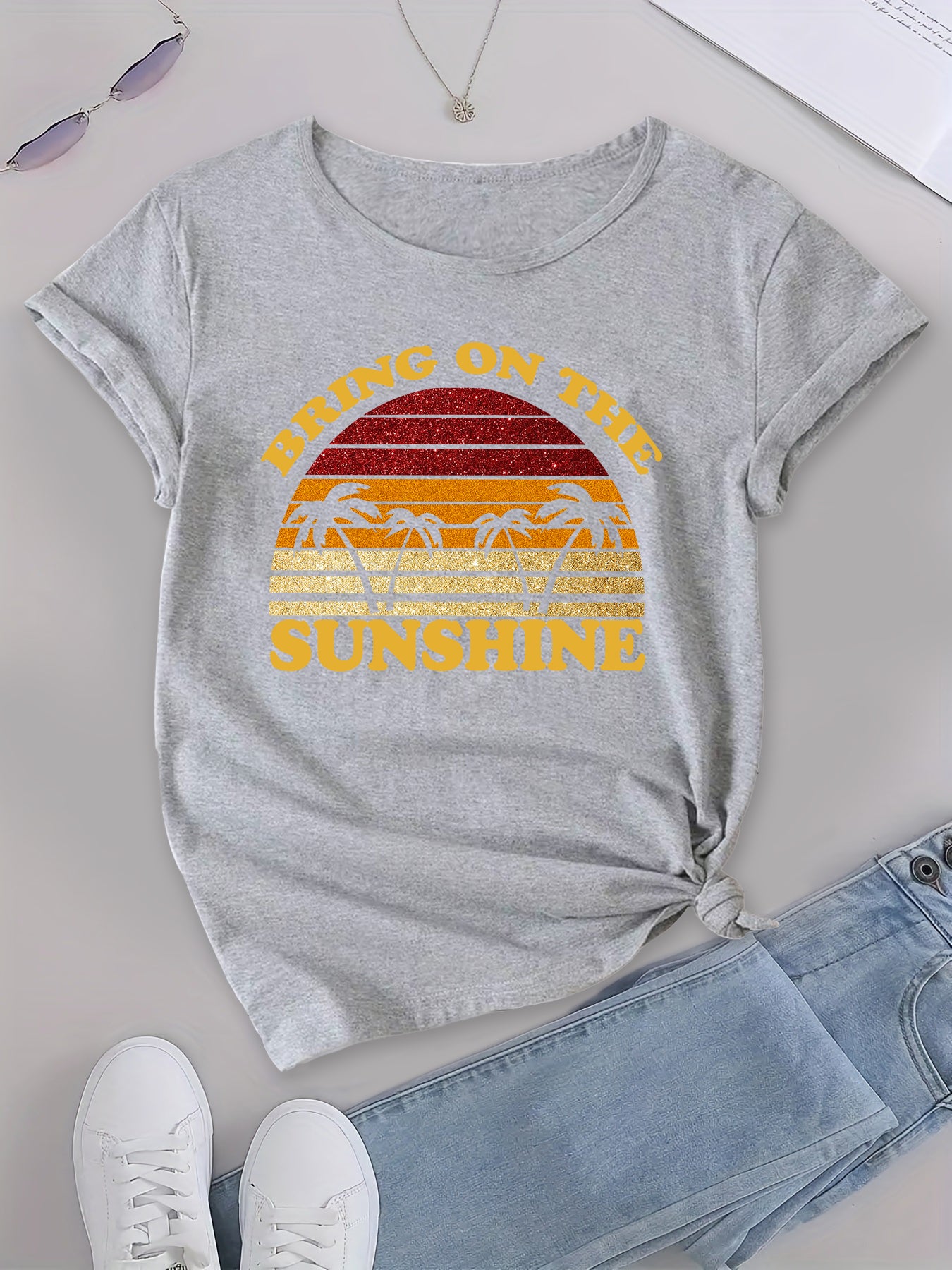 Bring On The Sunshine T-shirt,Funny Tropical  Design Graphic Tee