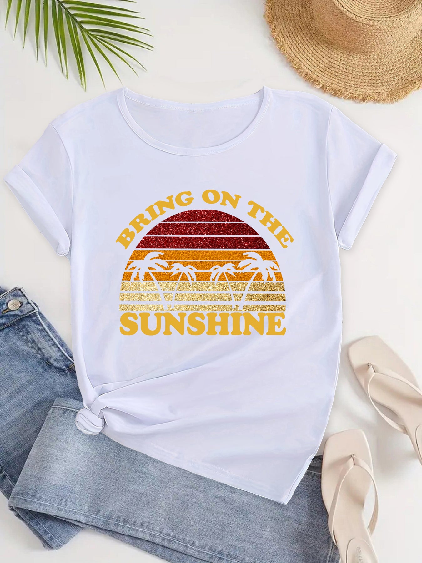 Bring On The Sunshine T-shirt,Funny Tropical  Design Graphic Tee