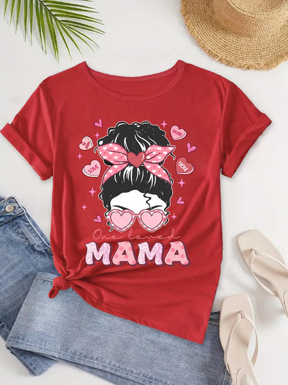 Mama Cartoon Girl Graphic Tee,Cartoon Girl Summer Tee,Cartoon Girl Mama Mother's Day Tee