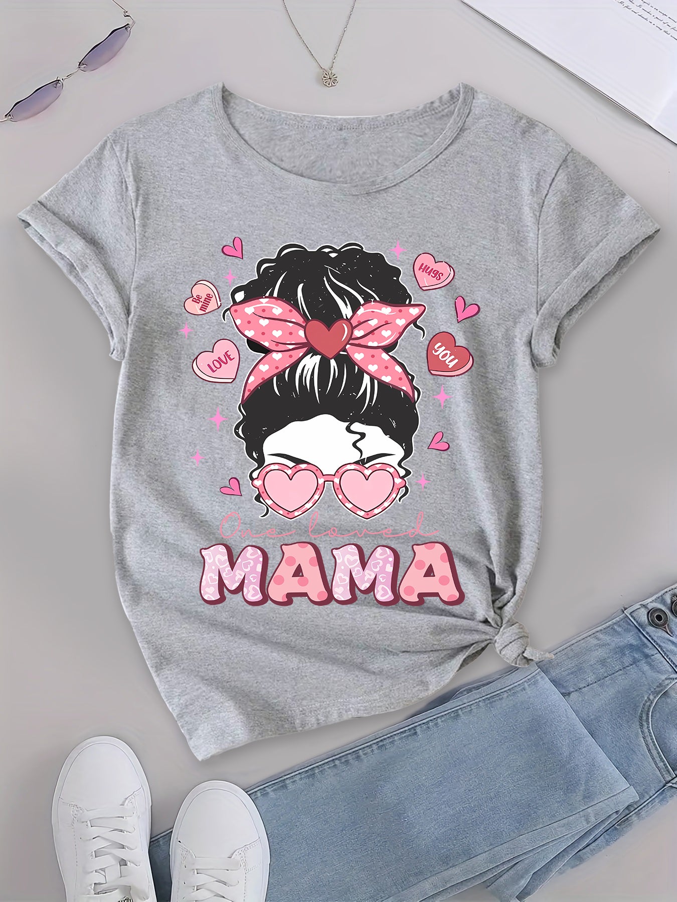 Mama Cartoon Girl Graphic Tee,Cartoon Girl Summer Tee,Cartoon Girl Mama Mother's Day Tee